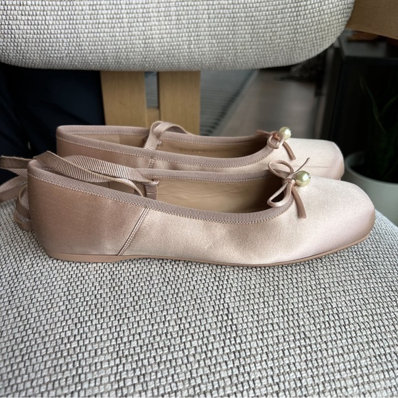 CHRISTIAN DIOR Satin Grosgrain D-Joy Ballet Flats in Pink Beige - Picture 3 of 11